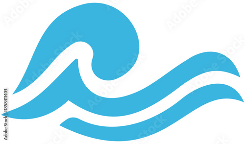 A stylized illustration of a crashing wave on a serene ocean