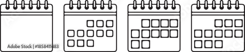 Four Outline Calendar Icons Showing Different Stages