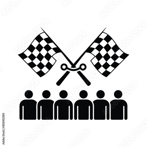 Automotive Racing Event Concept Icon with Crowd 