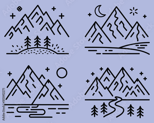 mountain range vector illustration peak landscape design drawing sketch of nature alps rocky mountains outdoor scenic environment adventure concept.