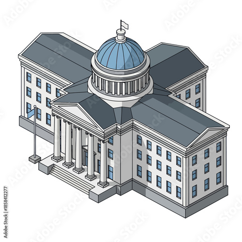 Government Building with Dome and Columns.