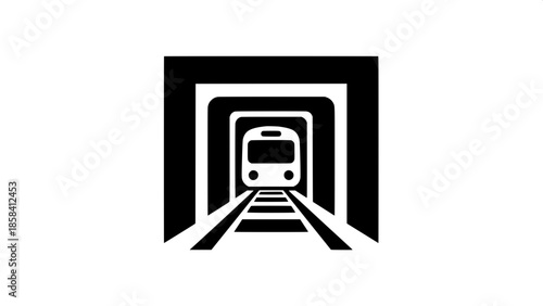 Minimalist Transit Symbol
A clean, symbolic representation of a train station using bold black shapes, white negative space, centered alignment, and flat 2D composition.