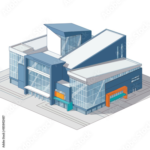 3D Rendering of Modern Office Building.