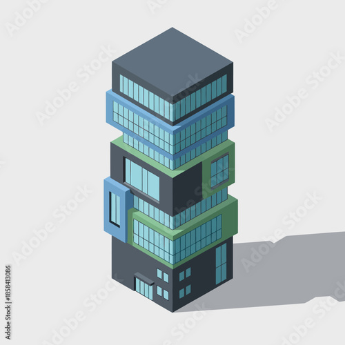 3D Modern Office Building Illustration.