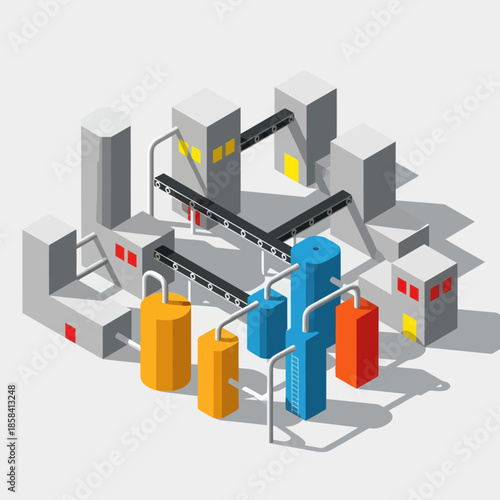 Industrial Tanks and Piping System.