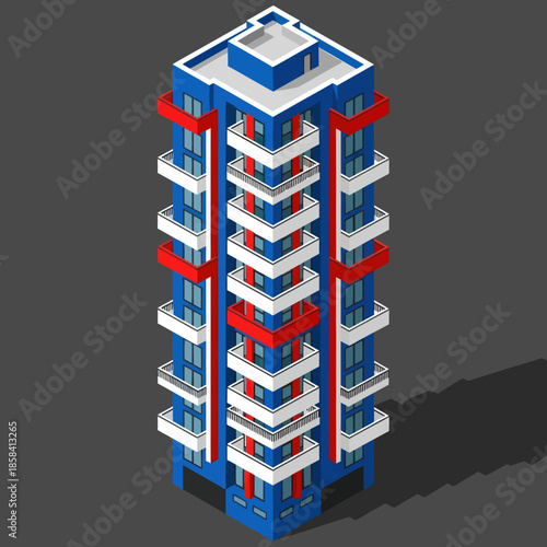 3D Rendering of Modern Apartment Building.