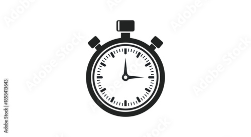 Black and White Stopwatch with Detailed Clock Face.