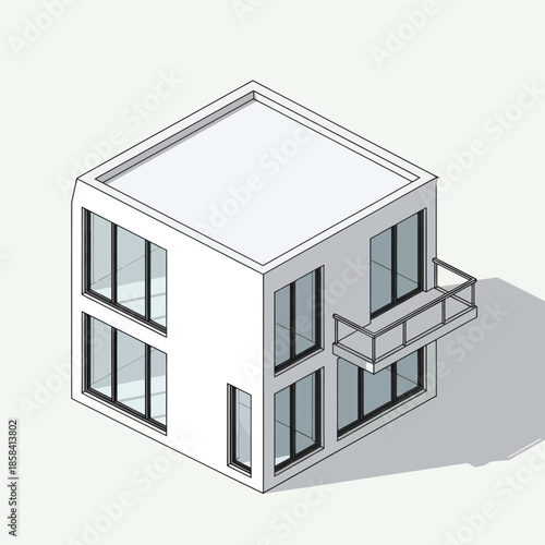 Wallpaper Mural 3D Modern House Model with Balcony. Torontodigital.ca