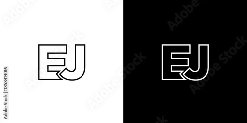 Letter E and J, EJ logo design template. Minimal monogram initial based logotype.