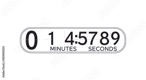 Digital Timer Displaying Minutes and Seconds with Clear Numerals White Background.