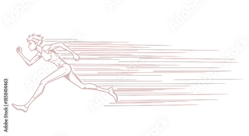 Line art of a runner in motion, depicted with speed lines.