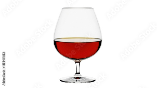 Tableau sur toile Isolated brandy snifter filled with reddish-brown liquor, ready to be served and