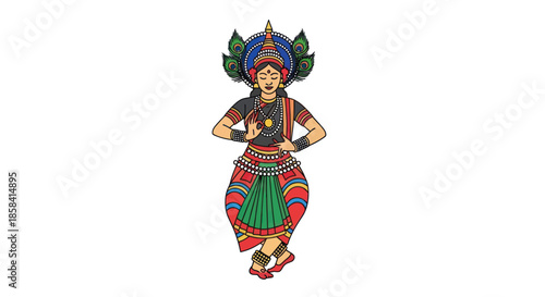 Colorful Indian Dancer in Traditional Costume Posing Elegantly.