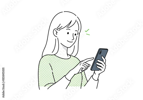 Woman engaged with smartphone\Flat Vector Illustration - Vector stock illustration - Technology stock illustration - Business stock illustration - website stock illustration