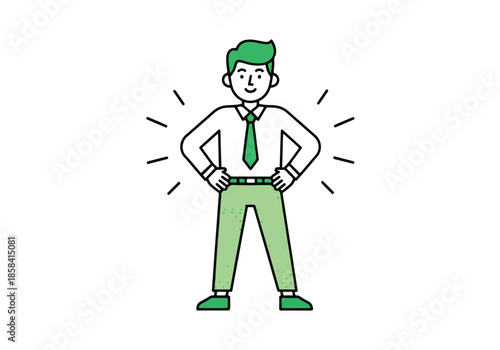 Confident businessman\Flat Vector Illustration - Vector stock illustration - Technology stock illustration - Business stock illustration - website stock illustration