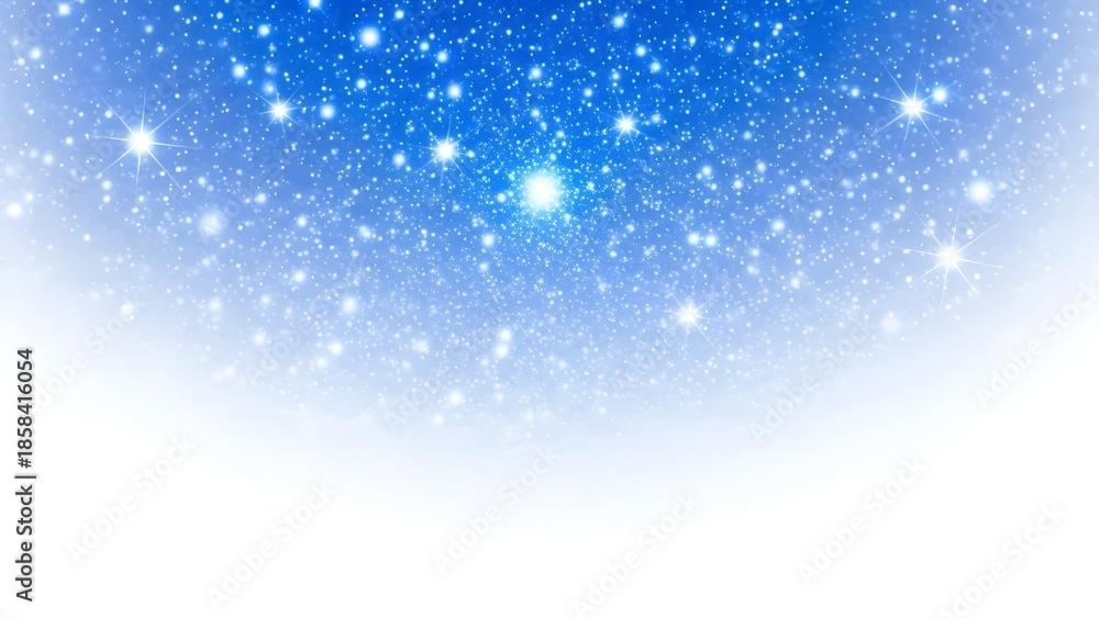 Fototapeta premium Magical Sparkling Blue Glitter Background with Bokeh Lights Fading to White