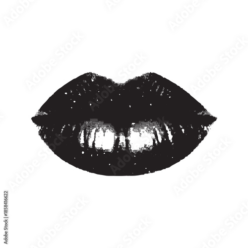 Stunning close-up of glossy black lips with shiny lipstick