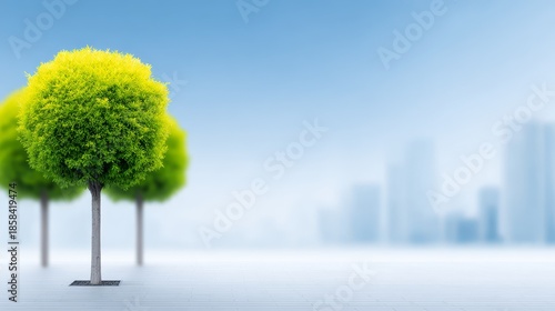 Majestic tree thrives amidst dynamic urban cityscape lush green tree provides natural beauty to city environment