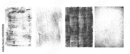Grunge texture overlay set with distressed noise, rough grain and abstract ink pattern