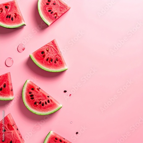 Watermelon slices on a pink background