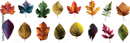 set of colorful autumn leaves