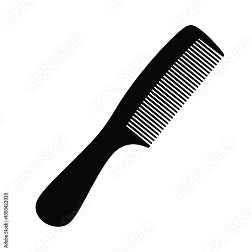 a simple black hair comb is displayed on a plain white background providing a clean and minimalist aesthetic for styling
