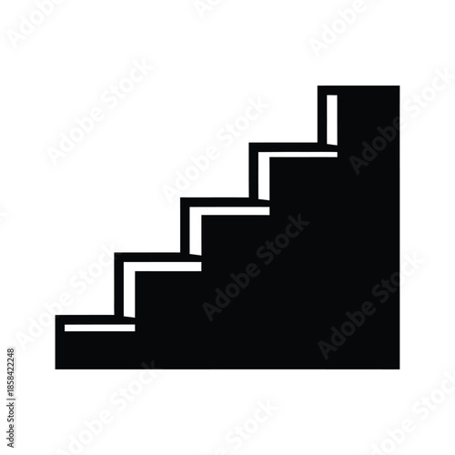 a simple black and white illustration depicts a set of steps leading upwards demonstrating progression and architectural design elements clearly