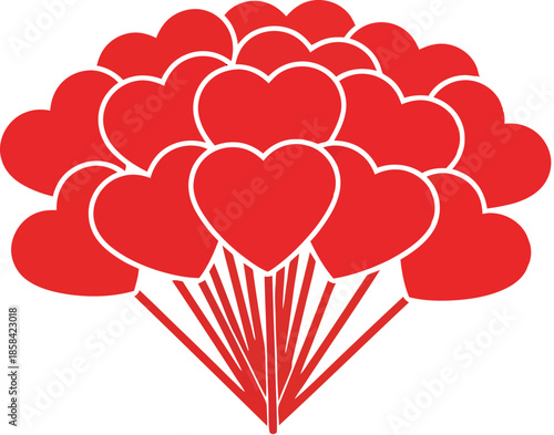Heart shaped balloon bouquet vector illustration