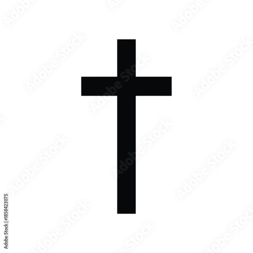 a stark black christian cross is centrally positioned on a clean bright white background symbolizing faith and spirituality high quality professional