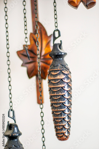 cuckoo clock pendulum pine cone shaped weights and chains