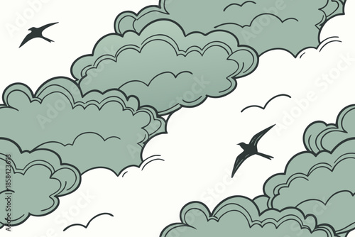 Seamless background with clouds