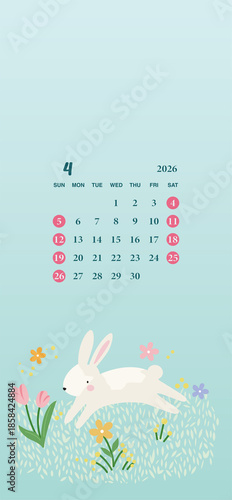 2026 April Calendar Phone Wallpaper