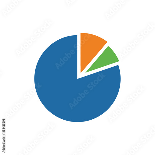 a vibrant pie chart displaying proportional data segments in blue orange and green colors visually representing information breakdown high quality professional