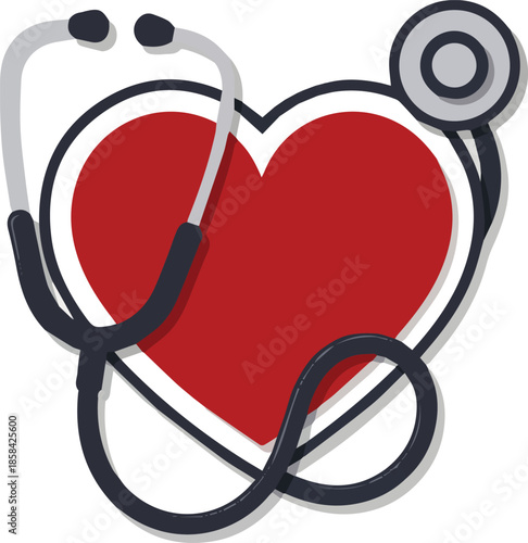 Isolated a February heart month, American heart month, theme, logo, banner, poster, flyer, concept design template vector stethoscope heart for heart awareness month, heart health month vector art.