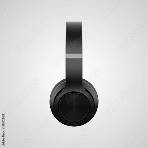 Headphone icon mockup, side view, modern design, black color