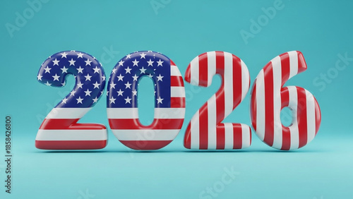 Celebrating the Year 2026 with a Patriotic American Flag Theme, Representing National Pride and Future Aspirations