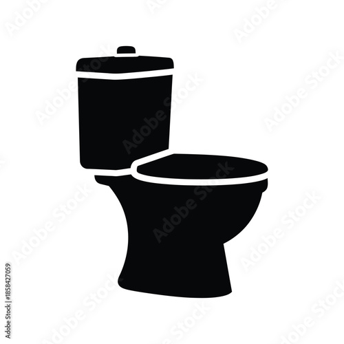 a simple black and white illustration depicts a standard toilet focusing on its shape and form offering a minimalist view