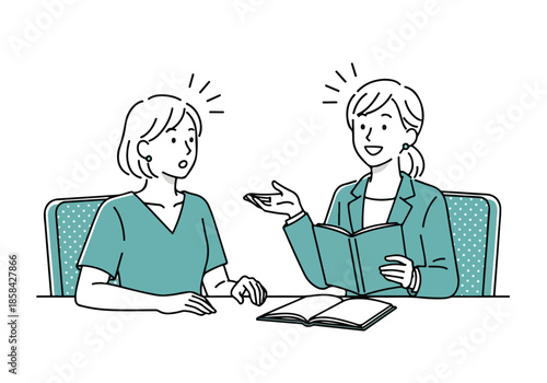 Discussion on education - Lifestyle Illustration, Flat Line Art, Flat Style Illustration, Flat Line Illustration, Cartoon Line Illustration, Modern Outline Flat Illustration