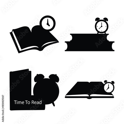 Book and clock icons symbolizing time for learning and reading