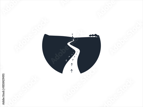 Long Path Journey Silhouette Vector