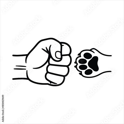 Human Hand And Pet Paw Fist Bump Illustration