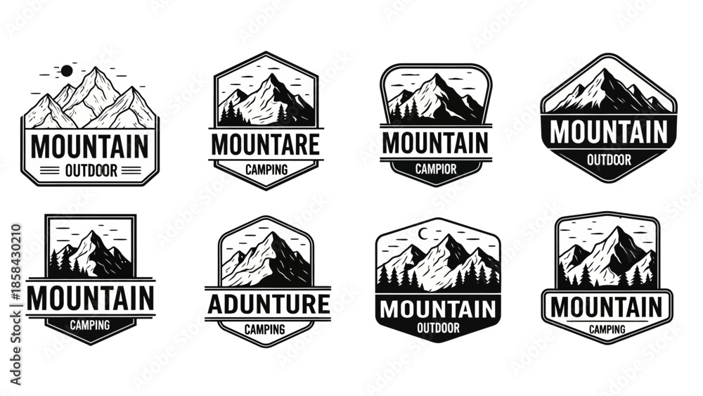 Obraz premium Mountain Adventure Outdoor Camping Badges Set.
