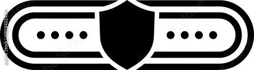 Internet access password protected by shield icon. Safe private network login security and privacy concept. Vector illustration for interface