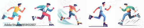Abstract colorful background illustration featuring a vector of an athlete in action during skating game