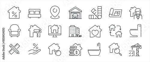 Collection of real estate line icons