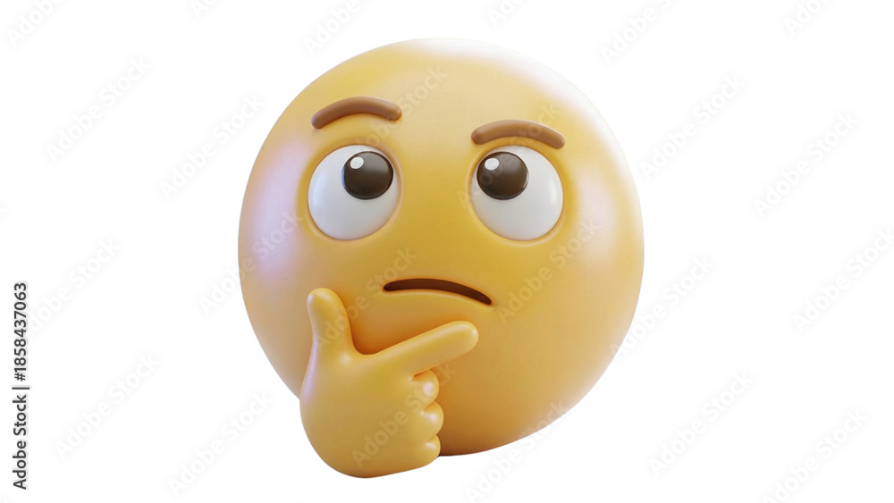 Fototapeta premium Thinking emoji with hand on chin