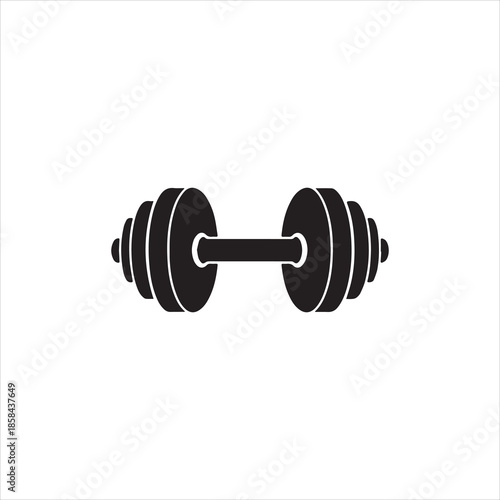  Silhouette of dumbbell fitness equipment for weightlifting training vector illustration