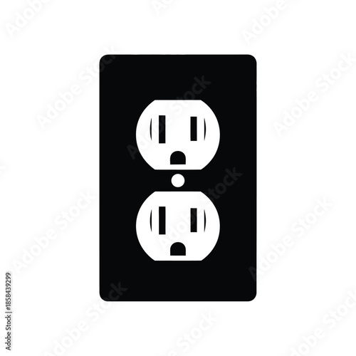A simple illustration depicts a standard north american electrical outlet against a stark black rectangular background clearly showcasing its functionality