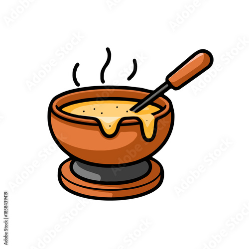 Warm porridge in a clay pot isolated on white background, Vector