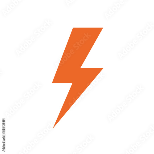 Free Download A vibrant orange lightning bolt graphic dominates a stark white background showcasing a dynamic and energetic symbol of power and speed - GFXLoad